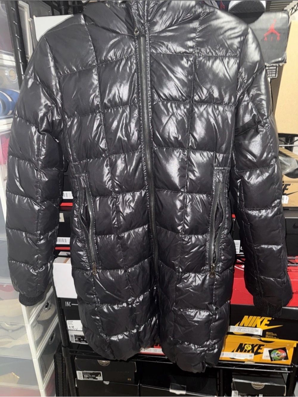 Duvetica Glossy Black Quilted Long Puffer Coat